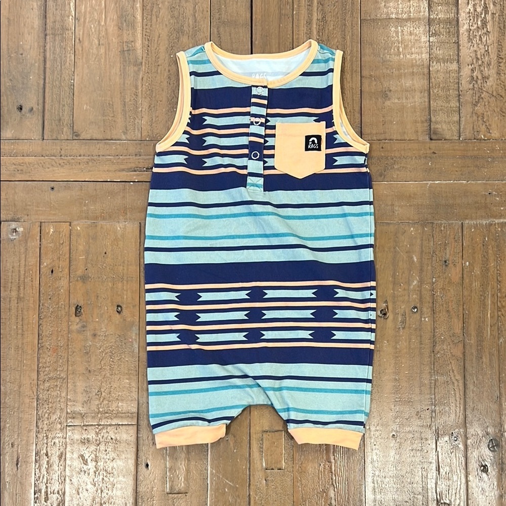 Rags to Raches Southwestern Print sleeveless tank romper - Sz 18-24m
